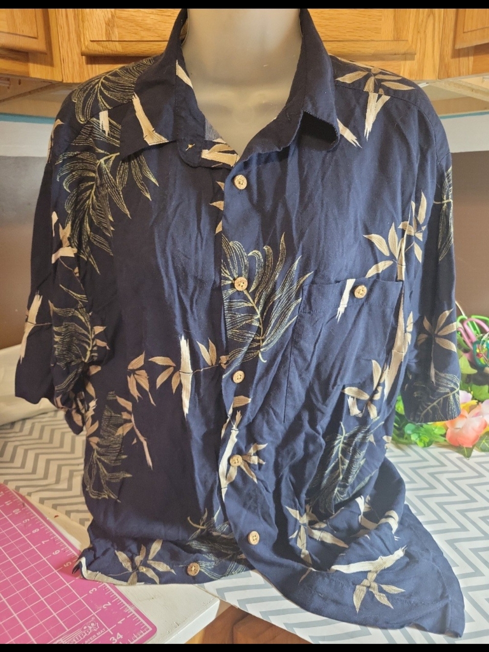 Puritan Hawaiian Island Vacation Vibe Button Down Shirt